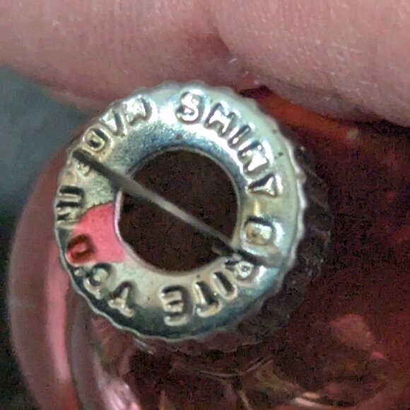 Shiny Brite Xmas Ornaments Pair Swirl Style Gold & Pink Glass Vintage 2" - Picture 3 of 6